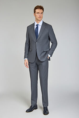 Bisse Mono Yaka, Çift Yırtmaçlı, Slim Fit Gri 6 Drop Erkek Takım Elbise  PTK24K24213_D55