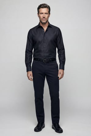 Bisse Regular Fit Klasik Yaka Siyah Cepsiz Erkek Gömlek GMKLS4KC242042_D99