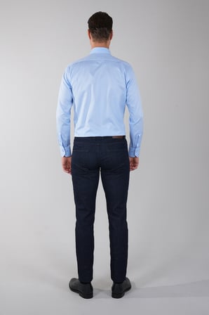 Bisse Regular Fit Klasik D Yaka Cepsiz Mavi Erkek Gömlek GMKLS4KD242043_D35