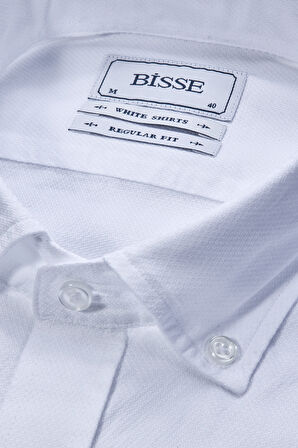 Bisse Klasik Spor Yaka Uzun Kollu Regular Fit Beyaz Erkek Gömlek GMKLS4KSP242045_D01