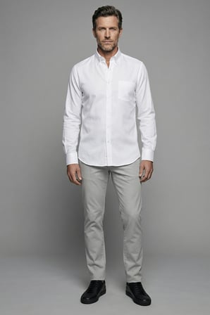 Bisse Pamuk Regular Fit Klasik Tek Cepli Beyaz Erkek Gömlek GMKLS4KPAL242050_D01
