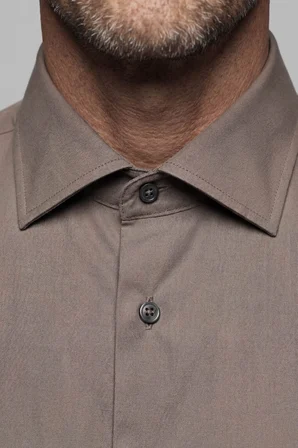 Bisse Modern Fit Klasik Yaka Açık Kahve Cepsiz Erkek Gömlek GMKLS4KC242058_10