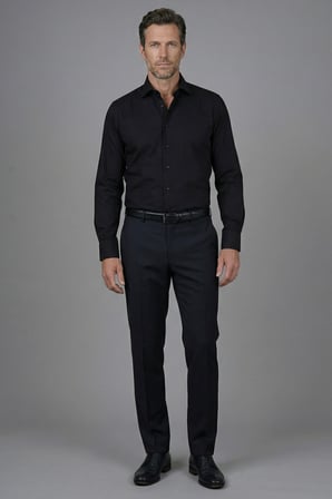 Bisse Regular Fit Klasik Yaka Cepsiz Siyah Erkek Gömlek GMKLS4KC242059_D99