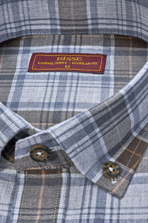 Bisse Paşa Yaka Uzun Kollu Regular Fit Desenli Erkek Gömlek GMEKS4KPS242071_E11