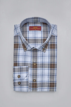 Bisse Paşa Yaka Uzun Kollu Regular Fit Desenli Erkek Gömlek GMEKS4KPS242071_E11