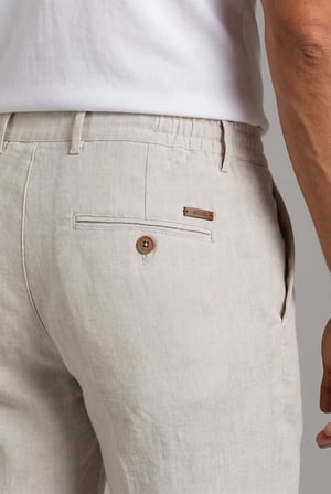 Bisse Ekru Keten Bağcıklı Lastikli Spor Pantolon PNS25Y25106_D03