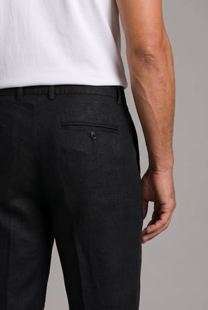 Bisse Siyah Keten Bağcıklı Lastikli Spor Pantolon PNS25Y25106_D99