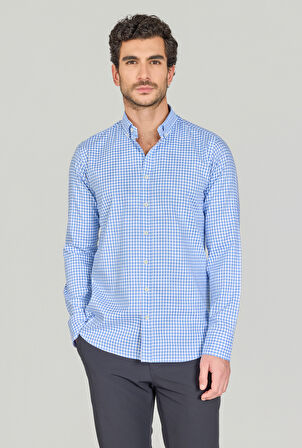 Bisse UZUN KOL PAŞA YAKA CEPSİZ GÖMLEK Mavi GMCZG250063_E35