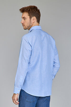 Bisse Regular Fit Uzun Kollu Açık Mavi Erkek Gömlek GMKTN250002_33