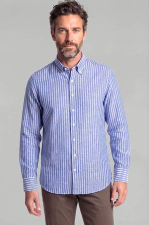 Bisse Regular Fit Erkek Uzun Kol Keten Lacivert Gömlek GMKTN250002_36
