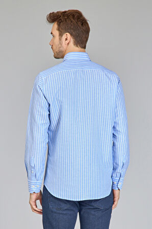 Bisse Regular Fit Uzun Kollu Mavi Erkek Gömlek GMKTN250002_D35