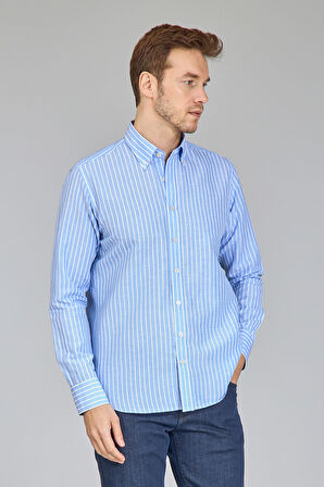 Bisse Regular Fit Uzun Kollu Mavi Erkek Gömlek GMKTN250002_D35