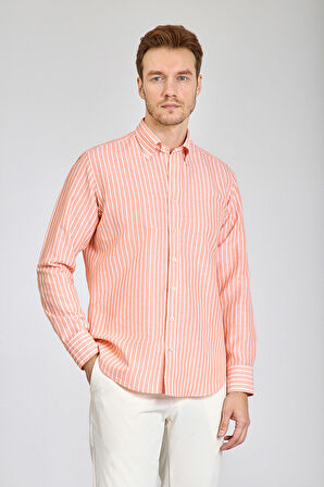 Bisse Regular Fit Uzun Kollu Turuncu Erkek Gömlek GMKTN250002_D64