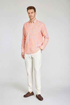 Bisse Regular Fit Uzun Kollu Turuncu Erkek Gömlek GMKTN250002_D64