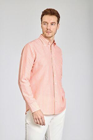 Bisse Regular Fit Uzun Kollu Turuncu Erkek Gömlek GMKTN250002_D64