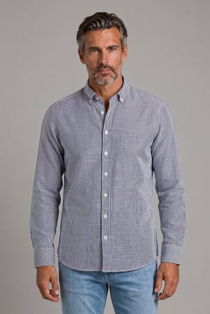 Bisse Kahve Regular Fit Pamuk Keten Uzun Paşa Yaka Gömlek GMKTN250006_C11