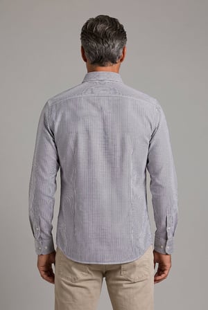 Bisse Kahve Regular Fit Pamuk Keten Uzun Paşa Yaka Gömlek GMKTN250006_C11