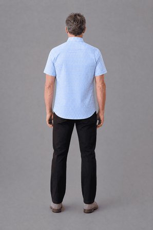 Bisse Mavi Regular Fit Pamuk Kısa Paşa Yaka Gömlek GMCZG250003_D35