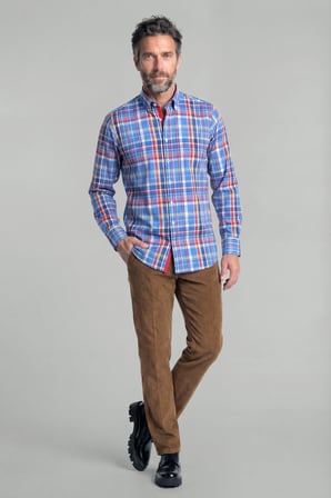 Bisse Erkek Regular Fit Uzun Kol Paşa Yaka Erkek Regular Pamuk Mavi Gömlek GMCZG250009_D35