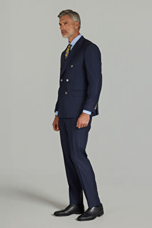 Bisse COMFORT FİT KIRLAGIÇ YAKA TAKIM ELBİSE SEDEF DÜĞMELİ Açık-Lacivert PTK25Y25004_D38