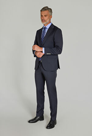 Bisse DOKUMA MONO YAKA ÇİFT YIRTMAÇ 6 DROP KLASİK TAKIM Lacivert PTK25YNOS001_D39