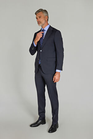 Bisse DOKUMA MONO YAKA ÇİFT YIRTMAÇ 6 DROP KLASİK TAKIM Lacivert PTK25YNOS001_D39