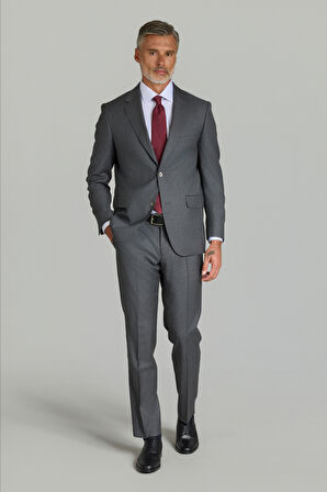 Bisse COMFORT FİT MONO YAKA ÇİFT YIRTMAÇ TAKIM ELBİSE SEDEF DÜĞMELİ Gri PTK25Y25006_D55