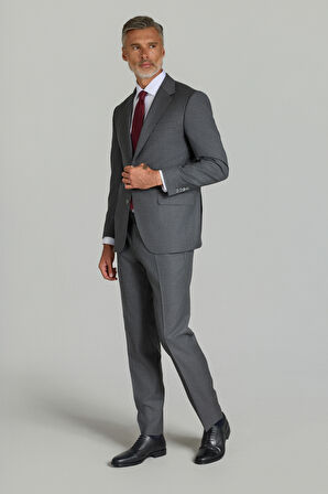 Bisse COMFORT FİT MONO YAKA ÇİFT YIRTMAÇ TAKIM ELBİSE SEDEF DÜĞMELİ Gri PTK25Y25006_D55