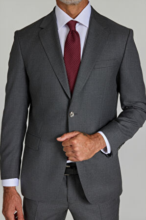 Bisse COMFORT FİT MONO YAKA ÇİFT YIRTMAÇ TAKIM ELBİSE SEDEF DÜĞMELİ Gri PTK25Y25006_D55