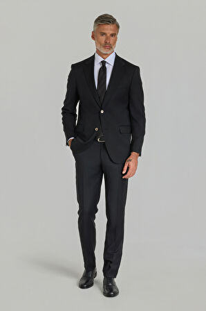 Bisse DOKUMA MONO YAKA ÇİFT YIRTMAÇ 6 DROP KLASİK TAKIM Sıyah PTK25YNOS001_D99