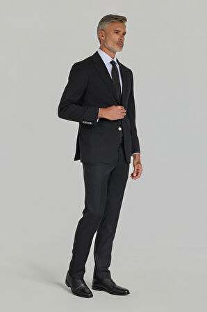 Bisse DOKUMA MONO YAKA ÇİFT YIRTMAÇ 6 DROP KLASİK TAKIM Sıyah PTK25YNOS001_D99