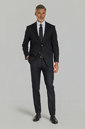 Bisse DOKUMA MONO YAKA ÇİFT YIRTMAÇ 6 DROP KLASİK TAKIM Sıyah PTK25YNOS001_D99