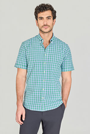 Bisse KISA KOL PAŞA YAKA TEK CEP GÖMLEK Yeşil GMCZG250115_D47