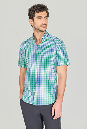 Bisse KISA KOL PAŞA YAKA TEK CEP GÖMLEK Yeşil GMCZG250115_D47