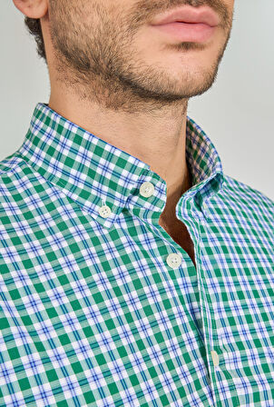 Bisse KISA KOL PAŞA YAKA TEK CEP GÖMLEK Yeşil GMCZG250115_D47