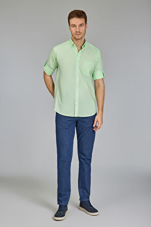 Bisse Paşa Yaka Cepli Uzun Kollu Açık Yeşil Erkek Gömlek GMARS250006_D47