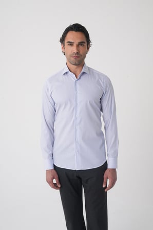 Bisse Erkek Regular Fit Uzun Kol İtalyan Yaka Pamuk Mavi Gömlek GMCZG250126_D35