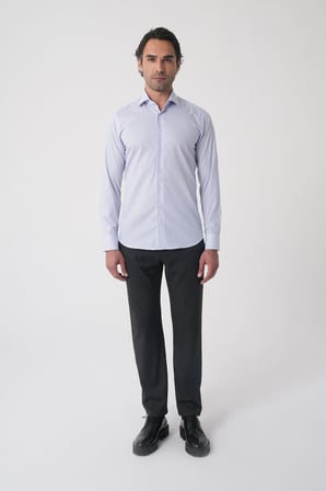 Bisse Erkek Regular Fit Uzun Kol İtalyan Yaka Pamuk Mavi Gömlek GMCZG250126_D35
