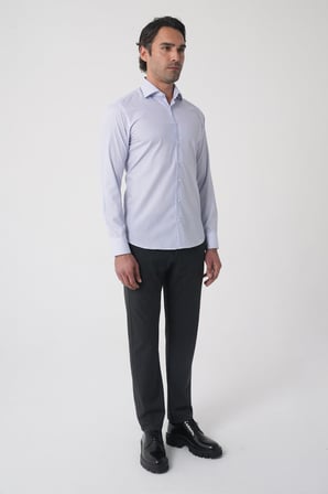 Bisse Erkek Regular Fit Uzun Kol İtalyan Yaka Pamuk Mavi Gömlek GMCZG250126_D35