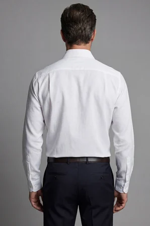Bisse İtalyan Yaka Regular Fit Beyaz Uzun Kol Cepsiz Erkek Gömlek GMKLS250058_D01