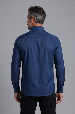 Bisse Lacivert Regular Fit Pamuk Cepsiz Klasik Yaka Uzun Gömlek GMKLS250057_39