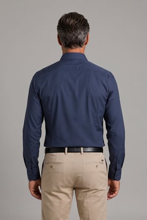 Bisse Lacivert Regular Fit Modern Pamuk Cepsiz Klasik Yaka Uzun Gömlek GMKLS250066_C39
