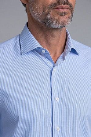 Bisse Mavi Regular Fit Pamuk Cepsiz Uzun Yarım İtalyan Yaka Gömlek BSGMCZG25300_D35