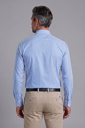 Bisse Mavi Regular Fit Pamuk Cepsiz Uzun Yarım İtalyan Yaka Gömlek BSGMCZG25300_D35