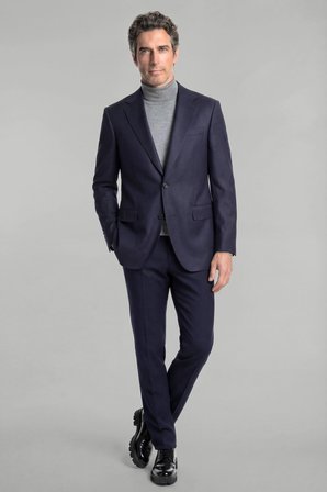 Bisse Comfort Fit Lacivert Mono Yaka Çift Yırtmaçlı 6 Drop Erkek Yün Ceket PCK25K25205_D39
