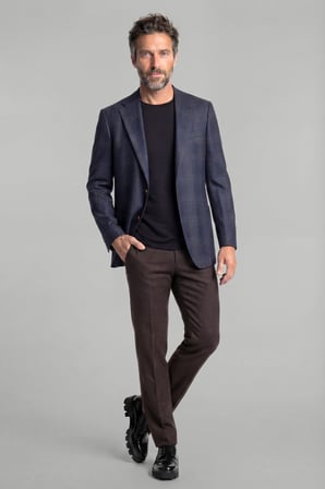 Bisse Comfort Fit Lacivert Mono Yaka Çift Yırtmaçlı Tek Cep 6 Drop Erkek Yün Ceket PCK25K25206_D39