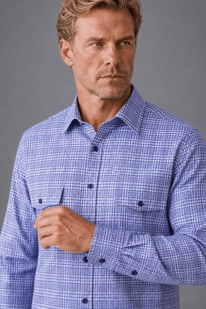 Bisse Lacivert Regular Fit Pamuk Uzun Spor Yaka Torba Gömlek GMEKS252062_E39