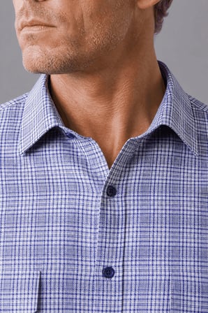 Bisse Lacivert Regular Fit Pamuk Uzun Spor Yaka Torba Gömlek GMEKS252062_E39