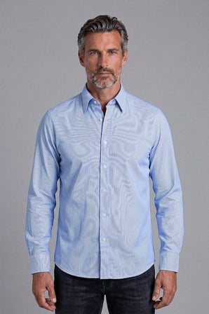 Bisse Mavi Regular Fit Pamuk Cepsiz Uzun Yaka Gömlek GMCZG252111_C35