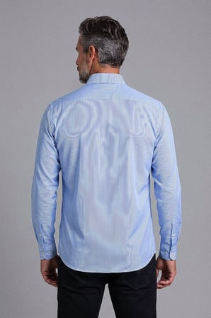 Bisse Mavi Regular Fit Pamuk Cepsiz Uzun Yaka Gömlek GMCZG252111_C35